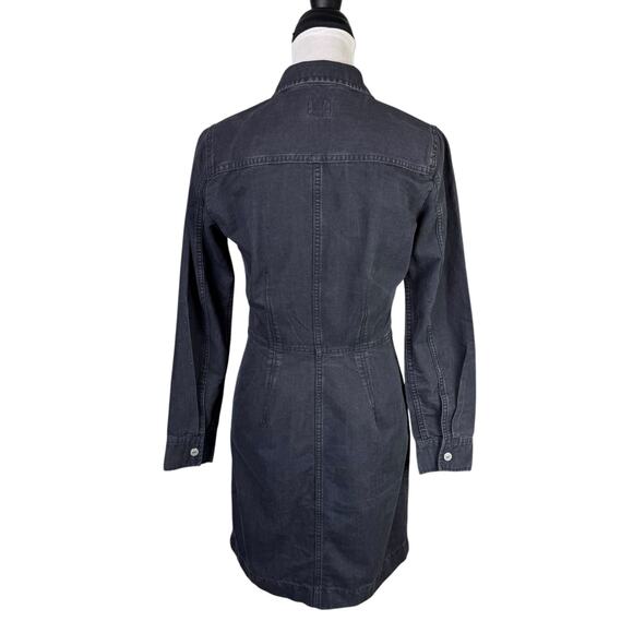 Levi’s Ellie Black Denim Long Sleeve Snap Button Waist Defined Trucker Dress - Picture 5 of 15
